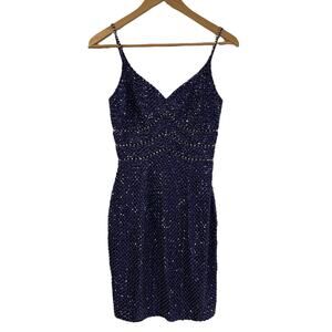 Niteline Purple Sequin Mini Dress Vintage Size 2 Cut Out Spaghetti Strap Party